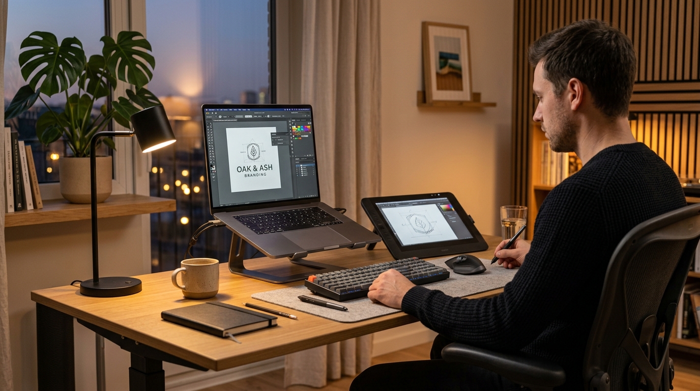 Modern Graphic Designer Workspace